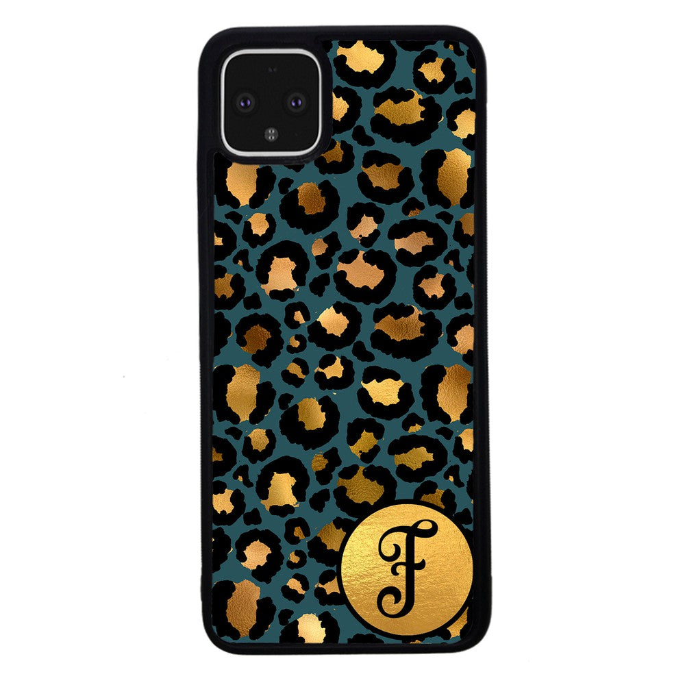 Blue Gold Foil Leopard Skin Personalized | Google Phone Case