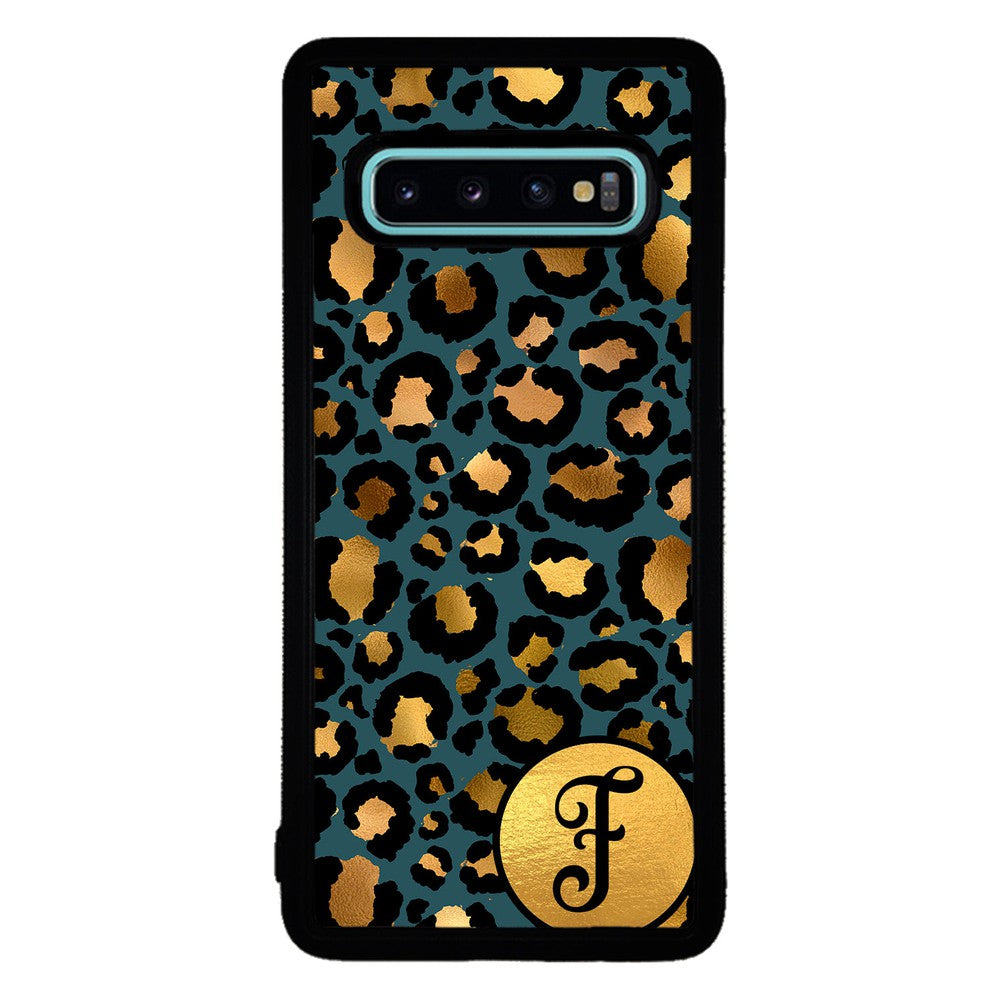 Blue Gold Foil Leopard Skin Personalized | Samsung Phone Case