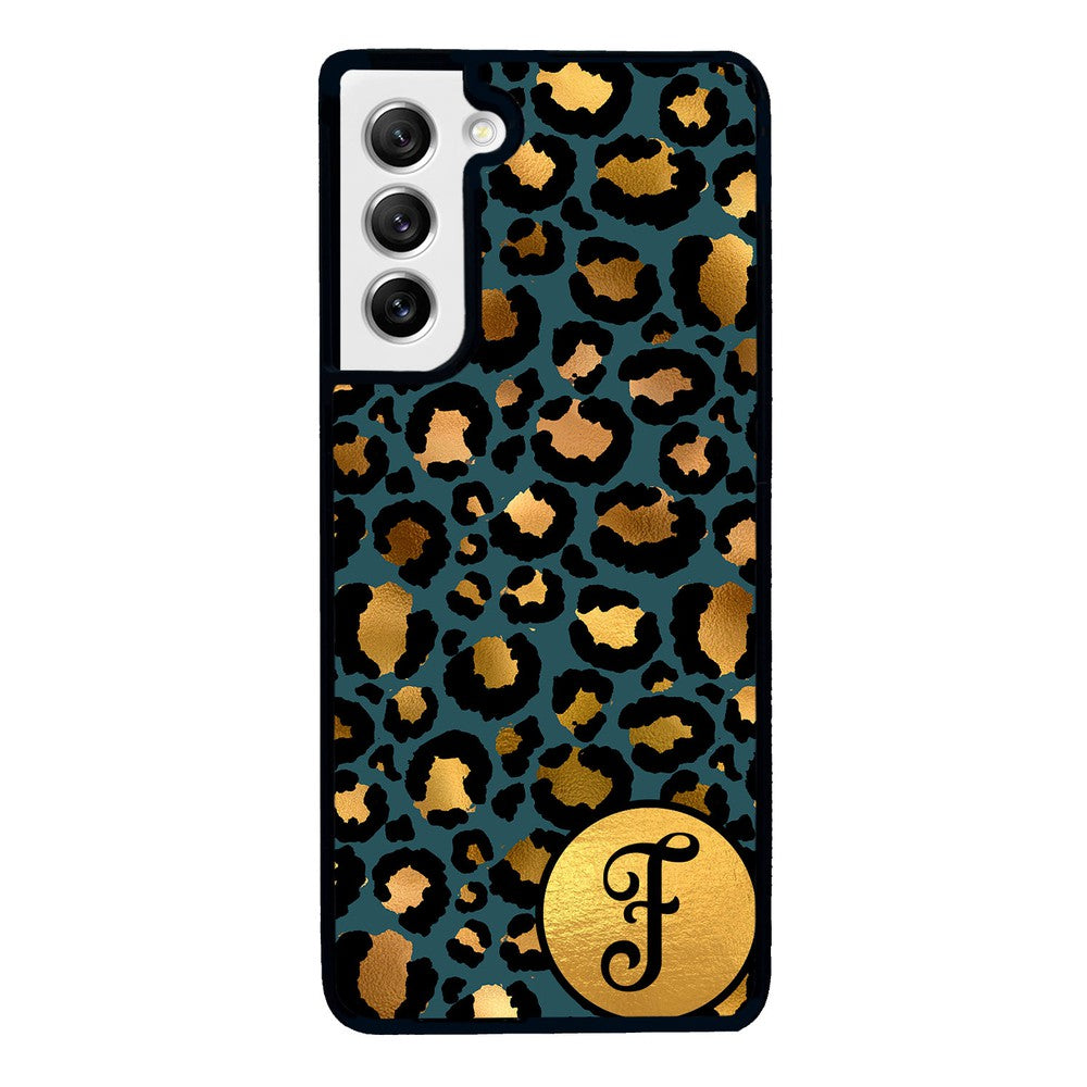 Blue Gold Foil Leopard Skin Personalized | Samsung Phone Case