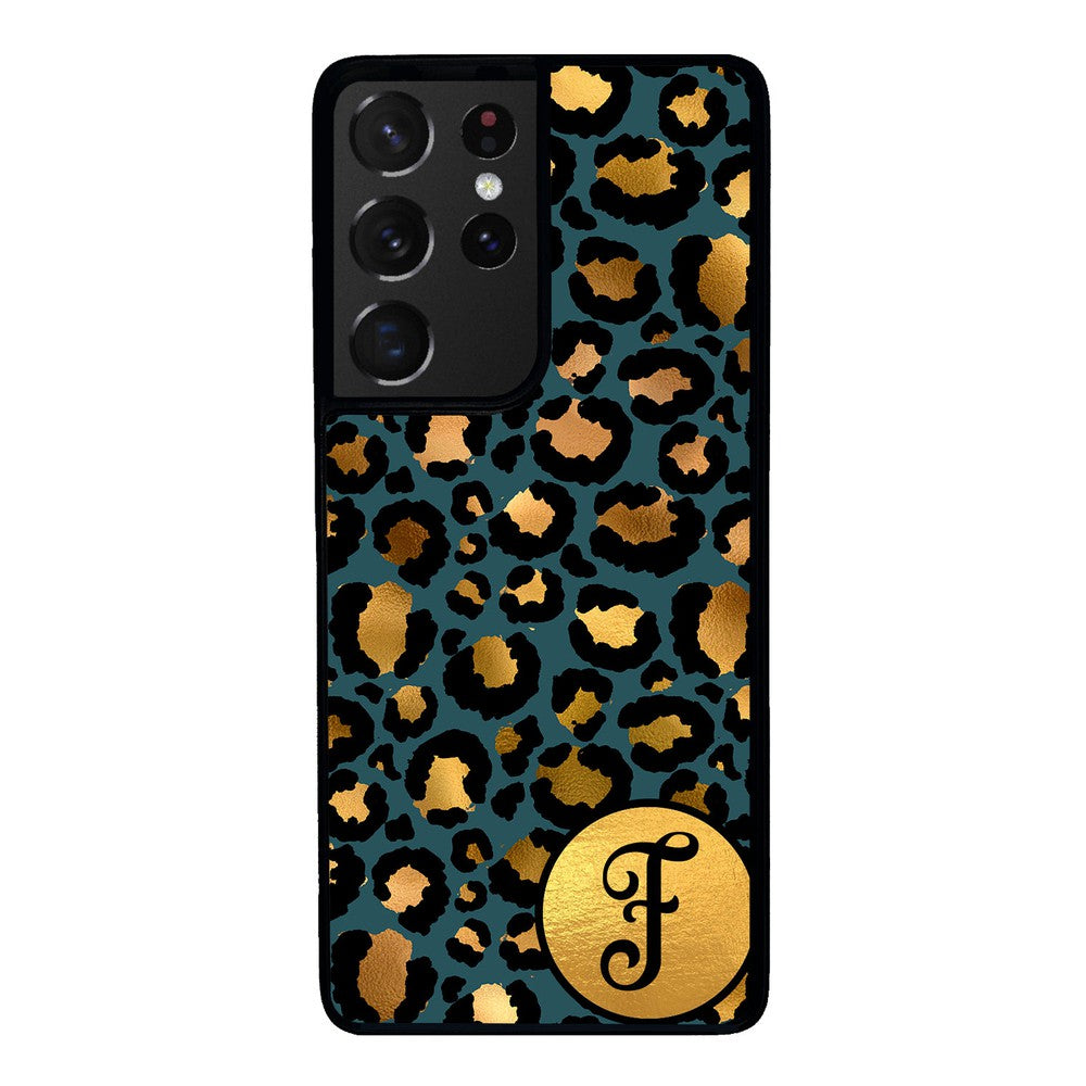 Blue Gold Foil Leopard Skin Personalized | Samsung Phone Case