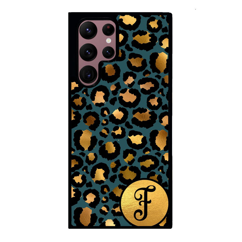Blue Gold Foil Leopard Skin Personalized | Samsung Phone Case