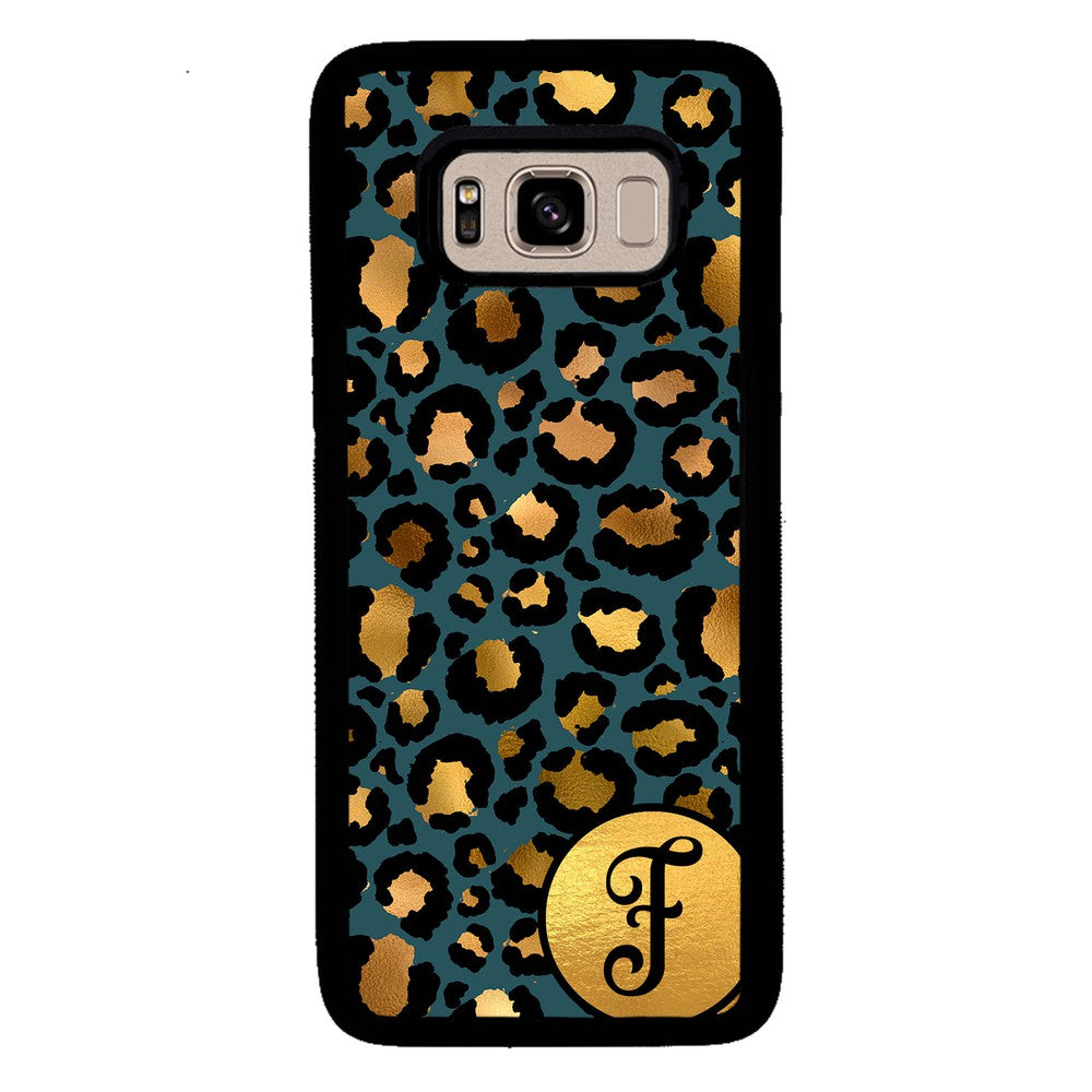 Blue Gold Foil Leopard Skin Personalized | Samsung Phone Case