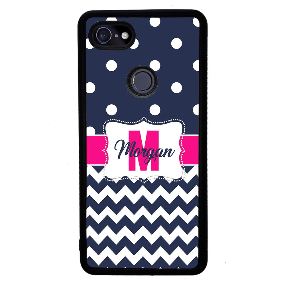 Blue Polka Dot Chevron Pink Personalized | Google Phone Case