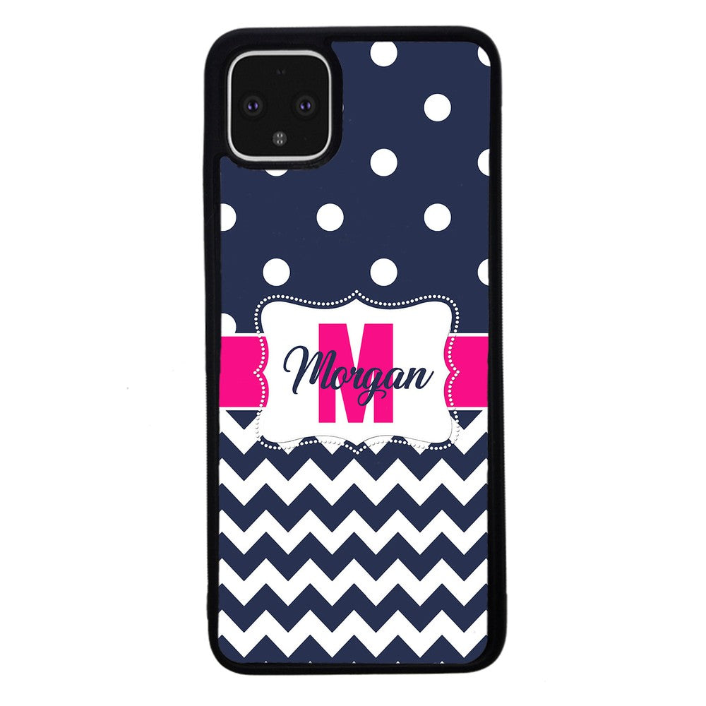 Blue Polka Dot Chevron Pink Personalized | Google Phone Case