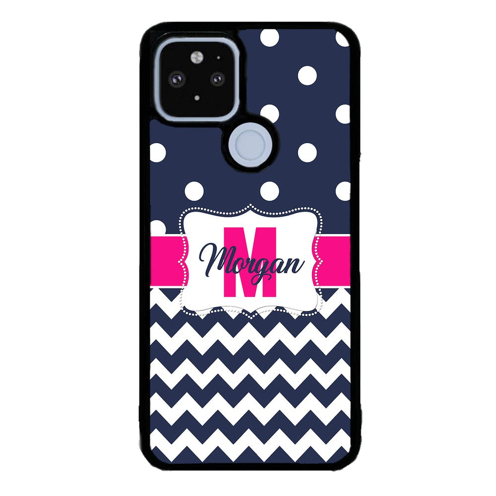 Blue Polka Dot Chevron Pink Personalized | Google Phone Case