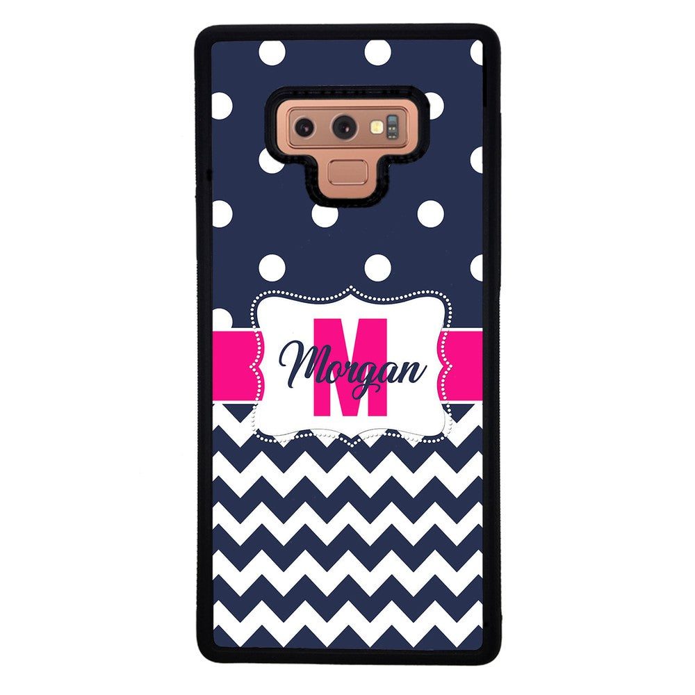 Blue Polka Dot Chevron Pink Personalized | Samsung Phone Case