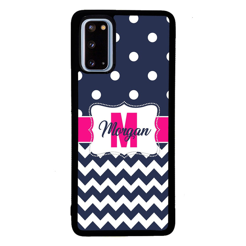 Blue Polka Dot Chevron Pink Personalized | Samsung Phone Case