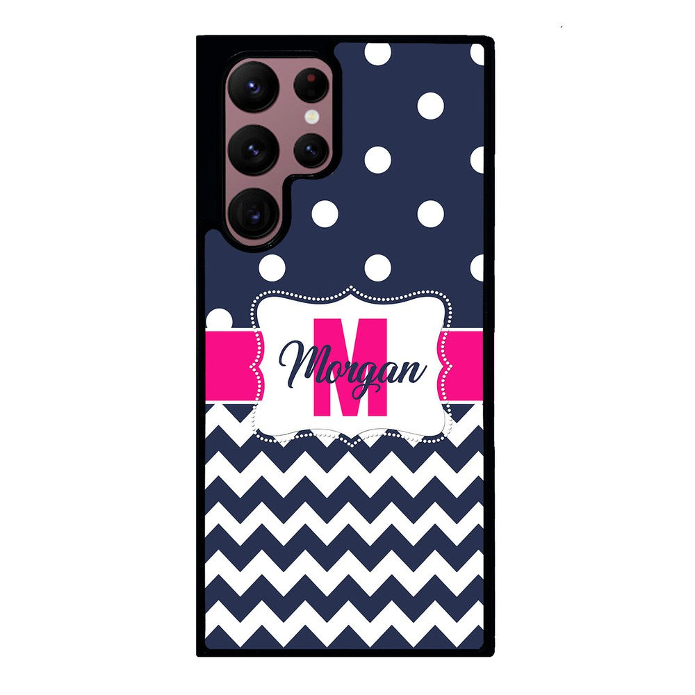Blue Polka Dot Chevron Pink Personalized | Samsung Phone Case