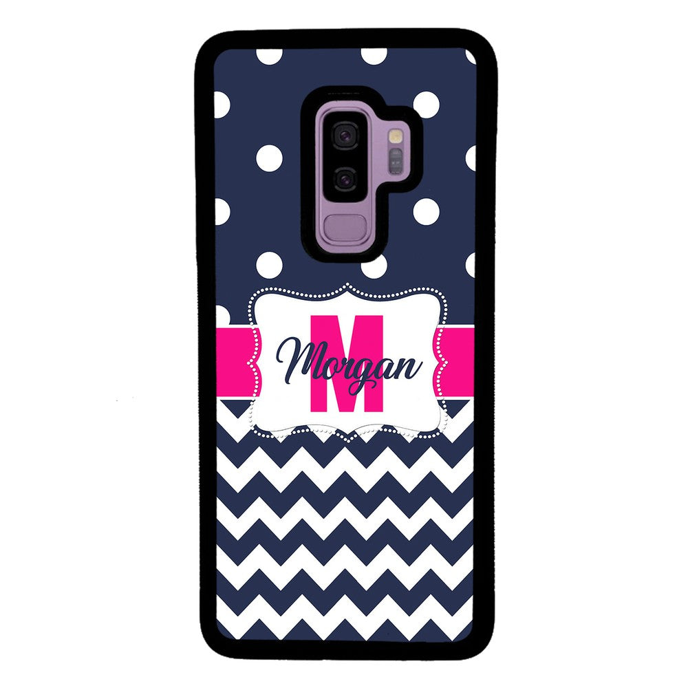 Blue Polka Dot Chevron Pink Personalized | Samsung Phone Case