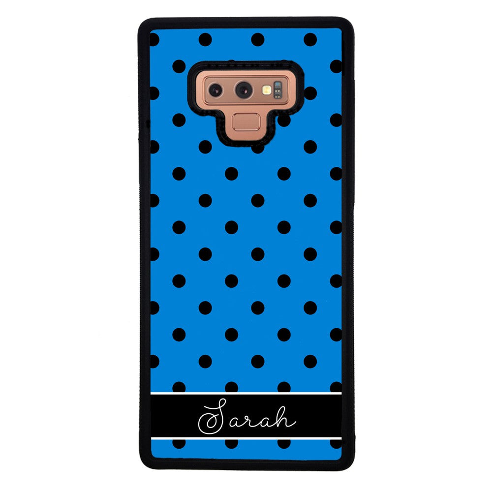 Blue Black Polka Dot Personalized | Samsung Phone Case