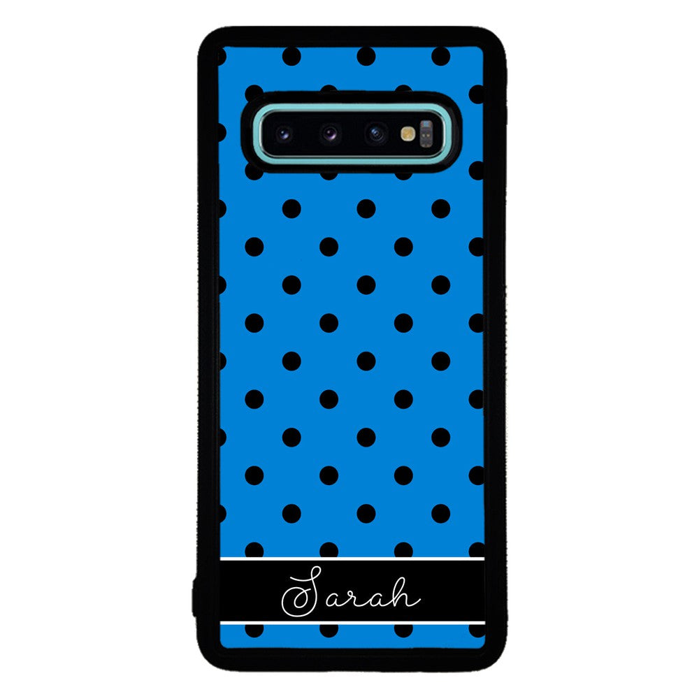 Blue Black Polka Dot Personalized | Samsung Phone Case