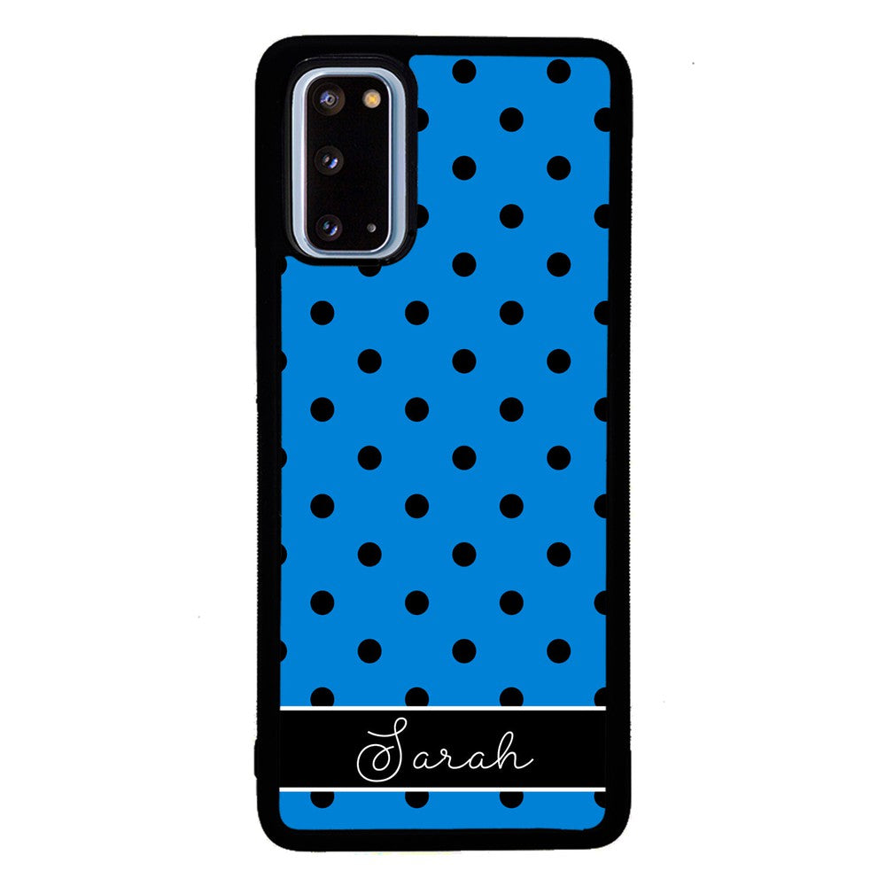 Blue Black Polka Dot Personalized | Samsung Phone Case
