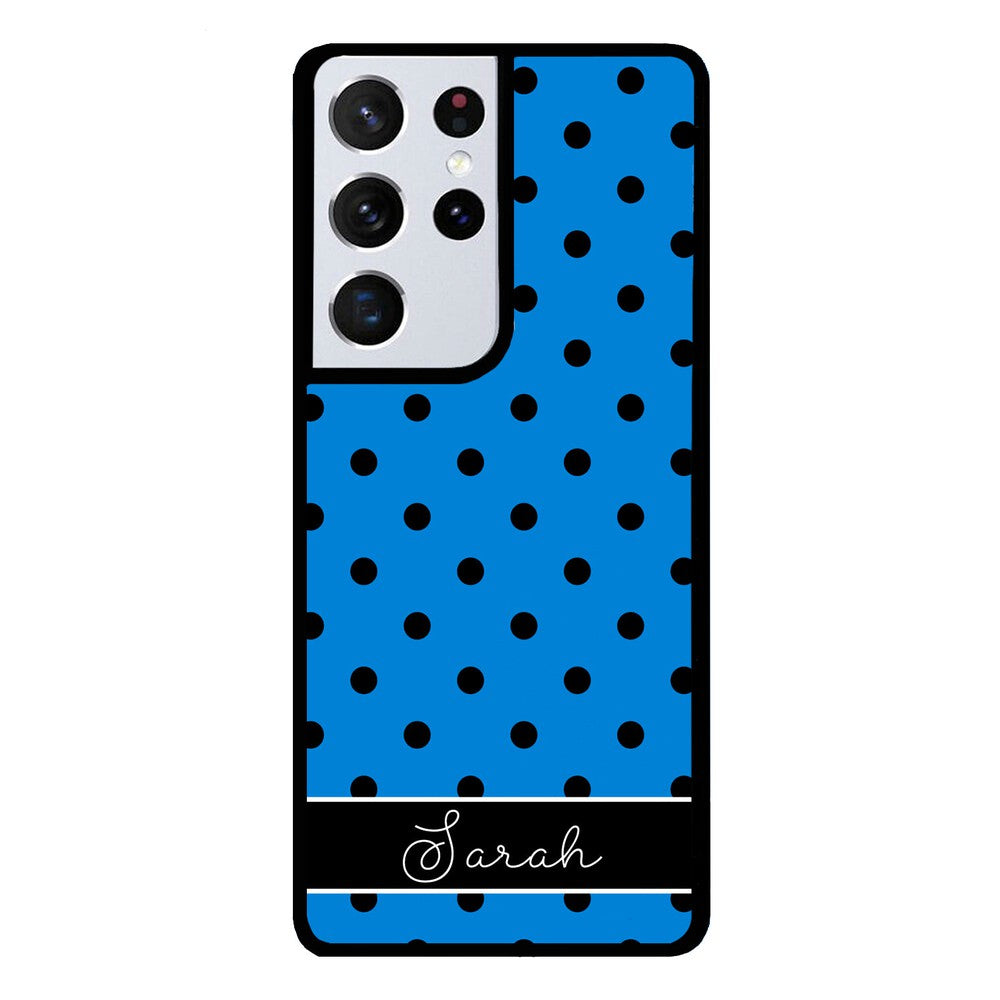 Blue Black Polka Dot Personalized | Samsung Phone Case