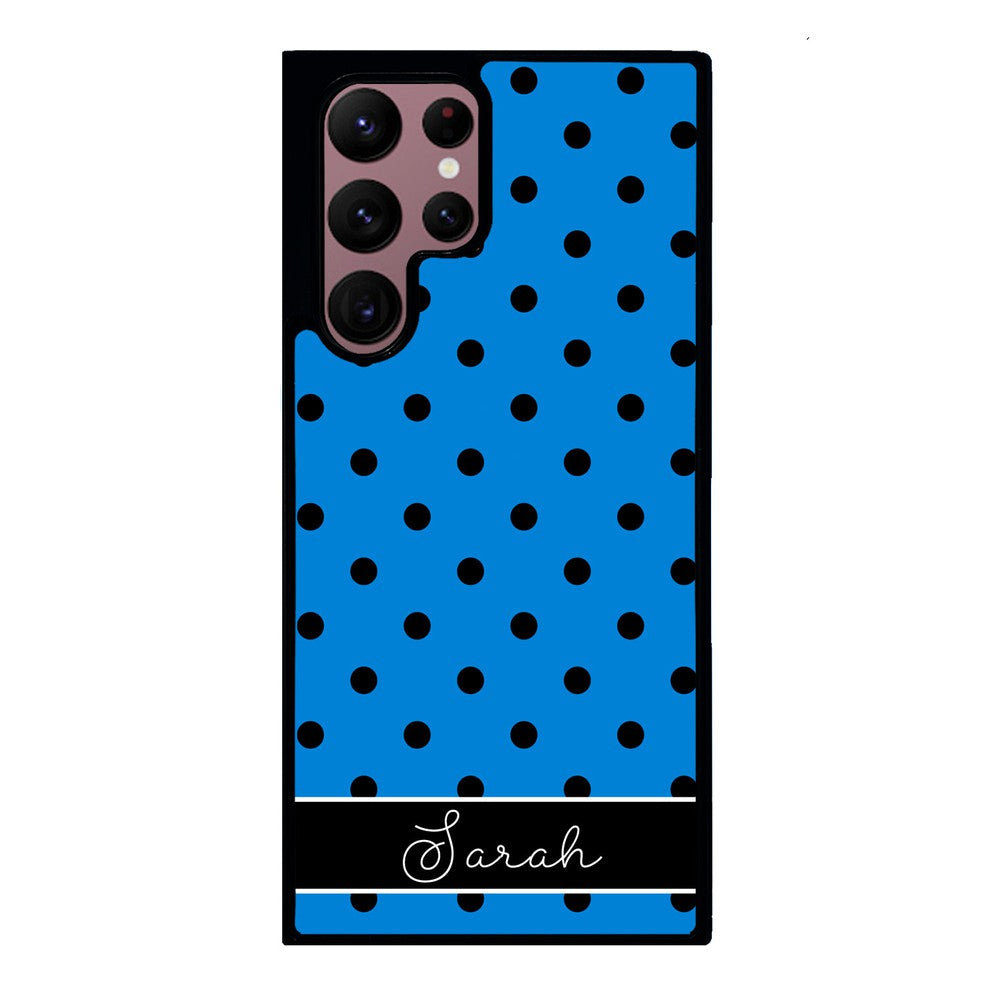 Blue Black Polka Dot Personalized | Samsung Phone Case
