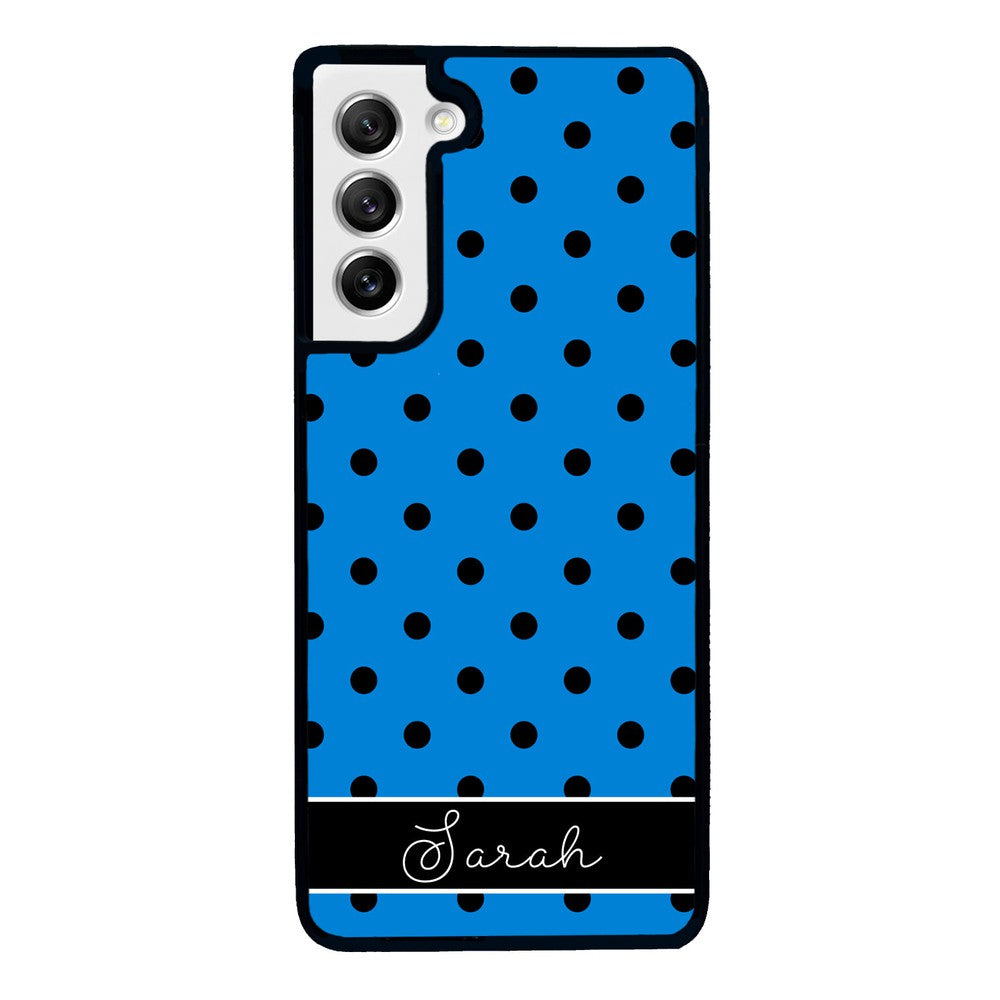 Blue Black Polka Dot Personalized | Samsung Phone Case