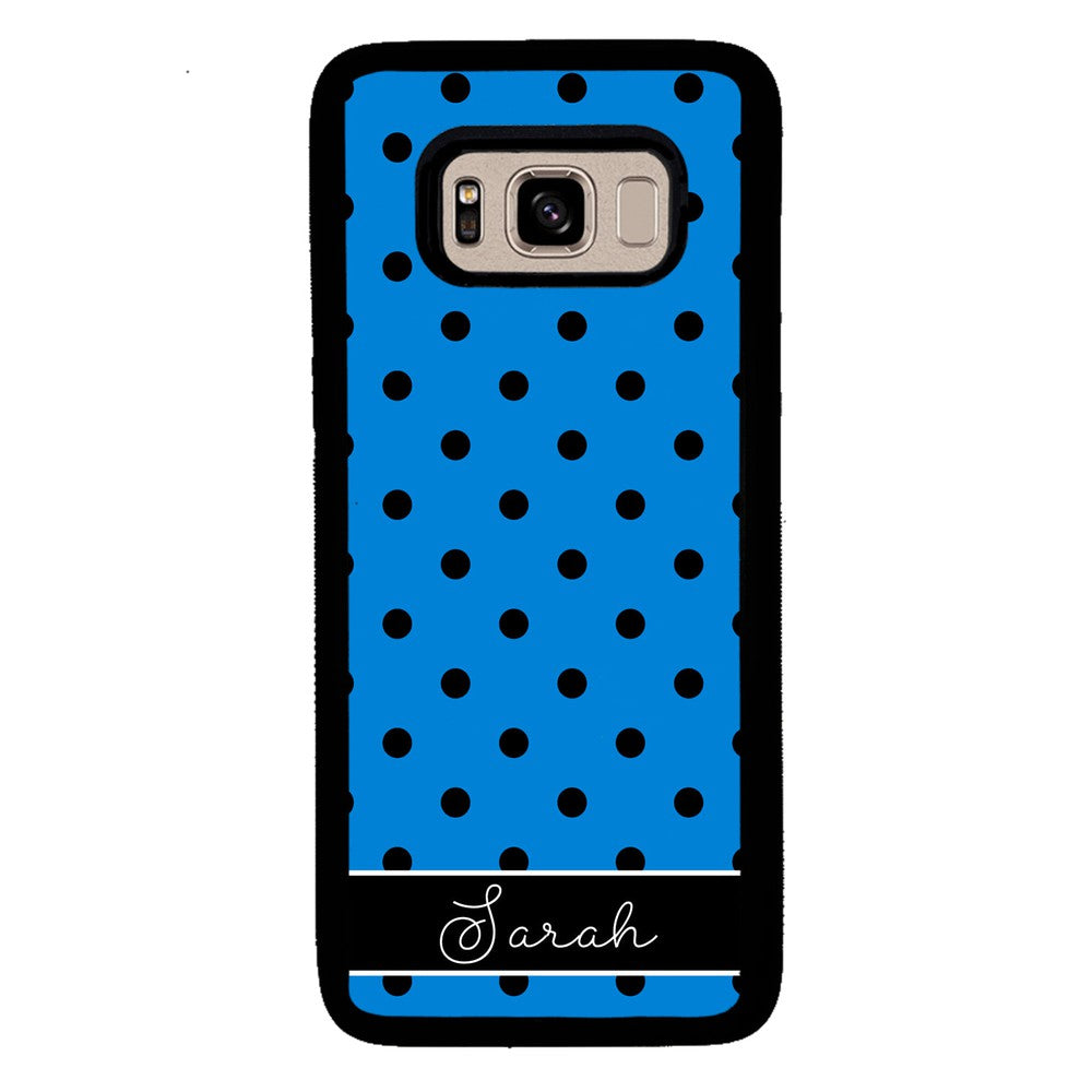 Blue Black Polka Dot Personalized | Samsung Phone Case