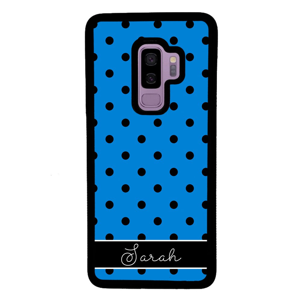 Blue Black Polka Dot Personalized | Samsung Phone Case