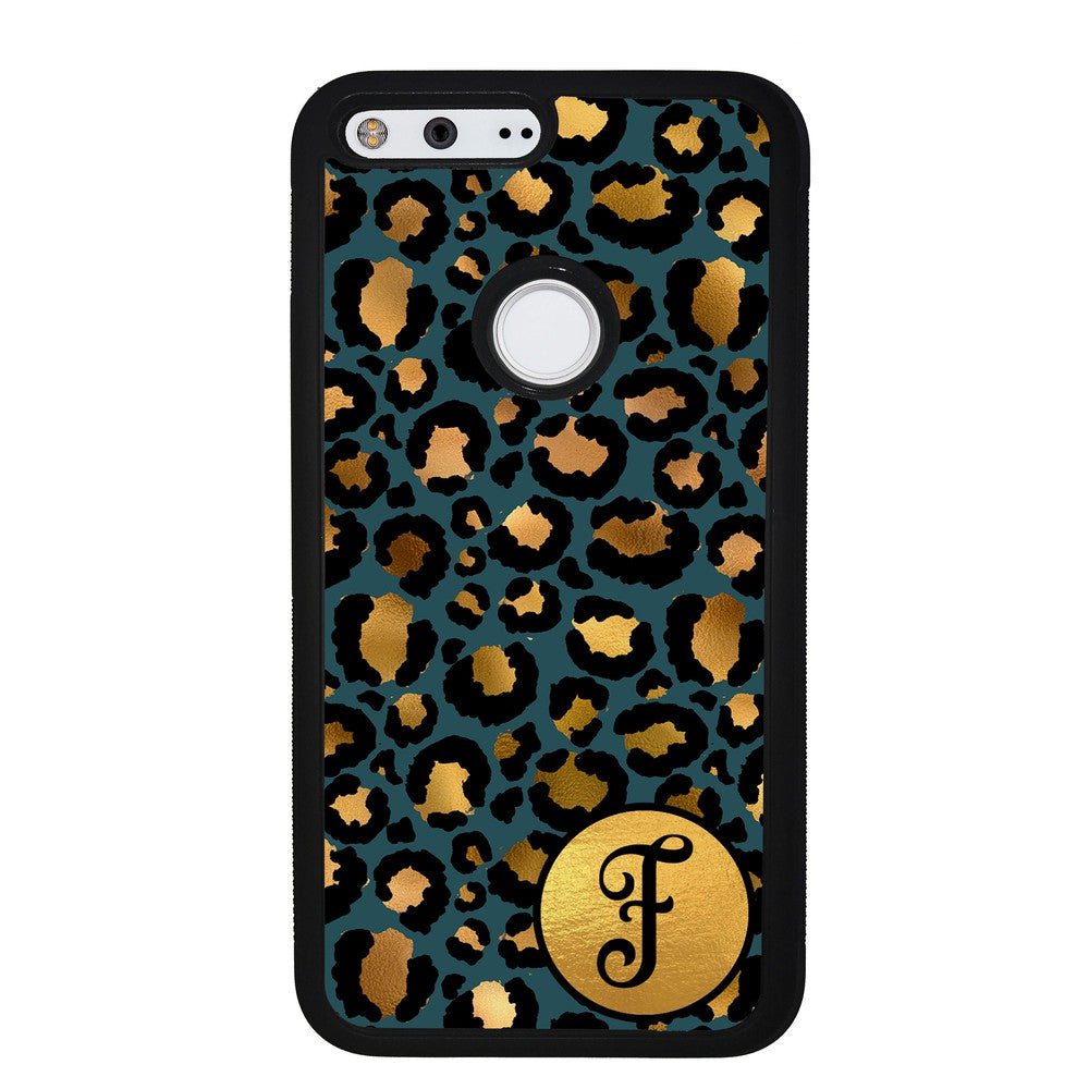 Blue Gold Foil Leopard Skin Personalized | Google Phone Case