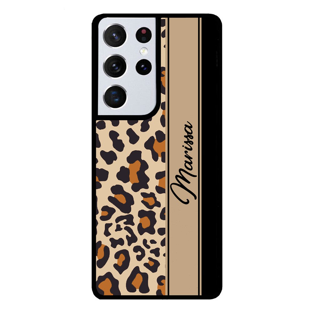 Leopard Skin Brown and Black Personalized | Samsung Phone Case
