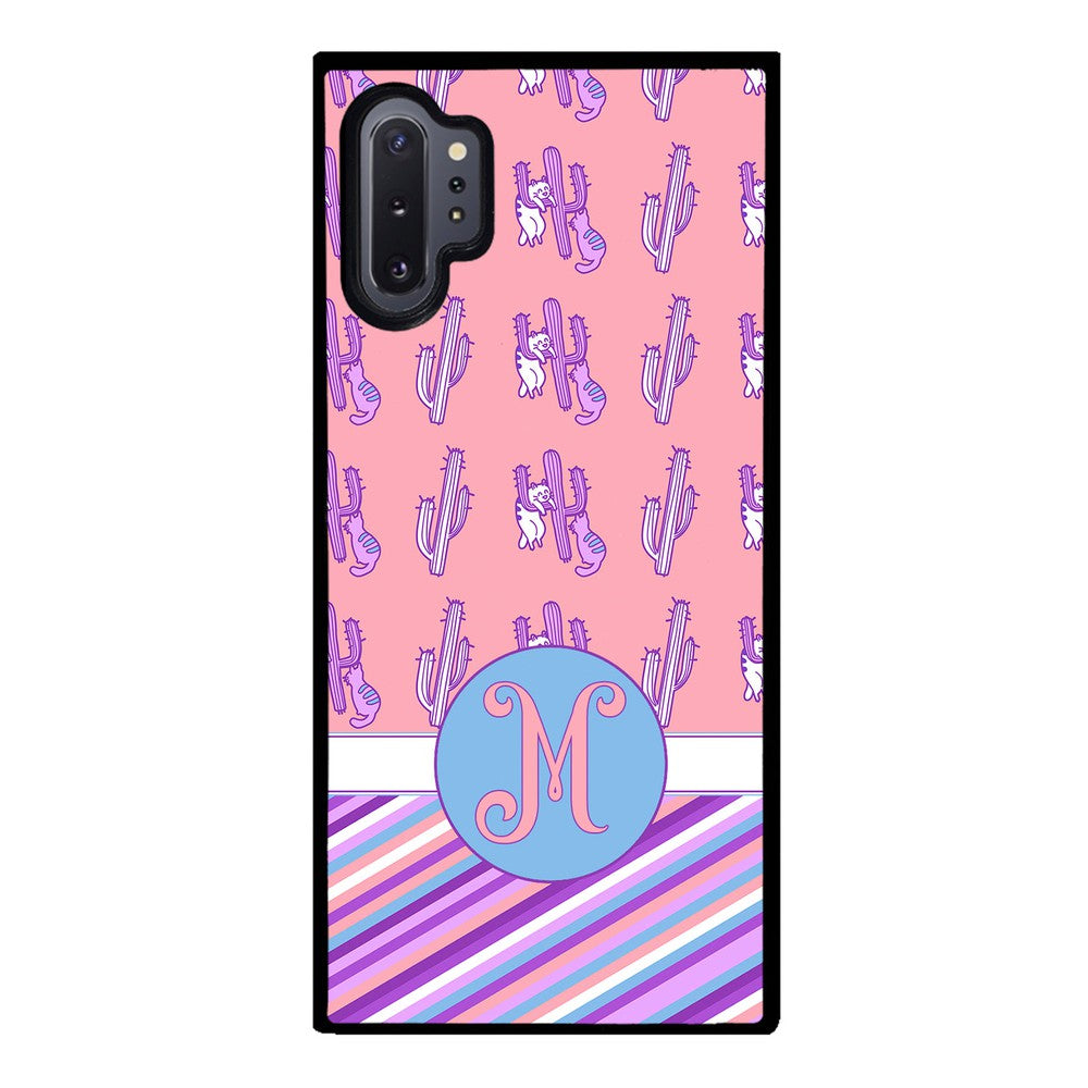 Cactus and Cats Stripes Initial | Samsung Phone Case