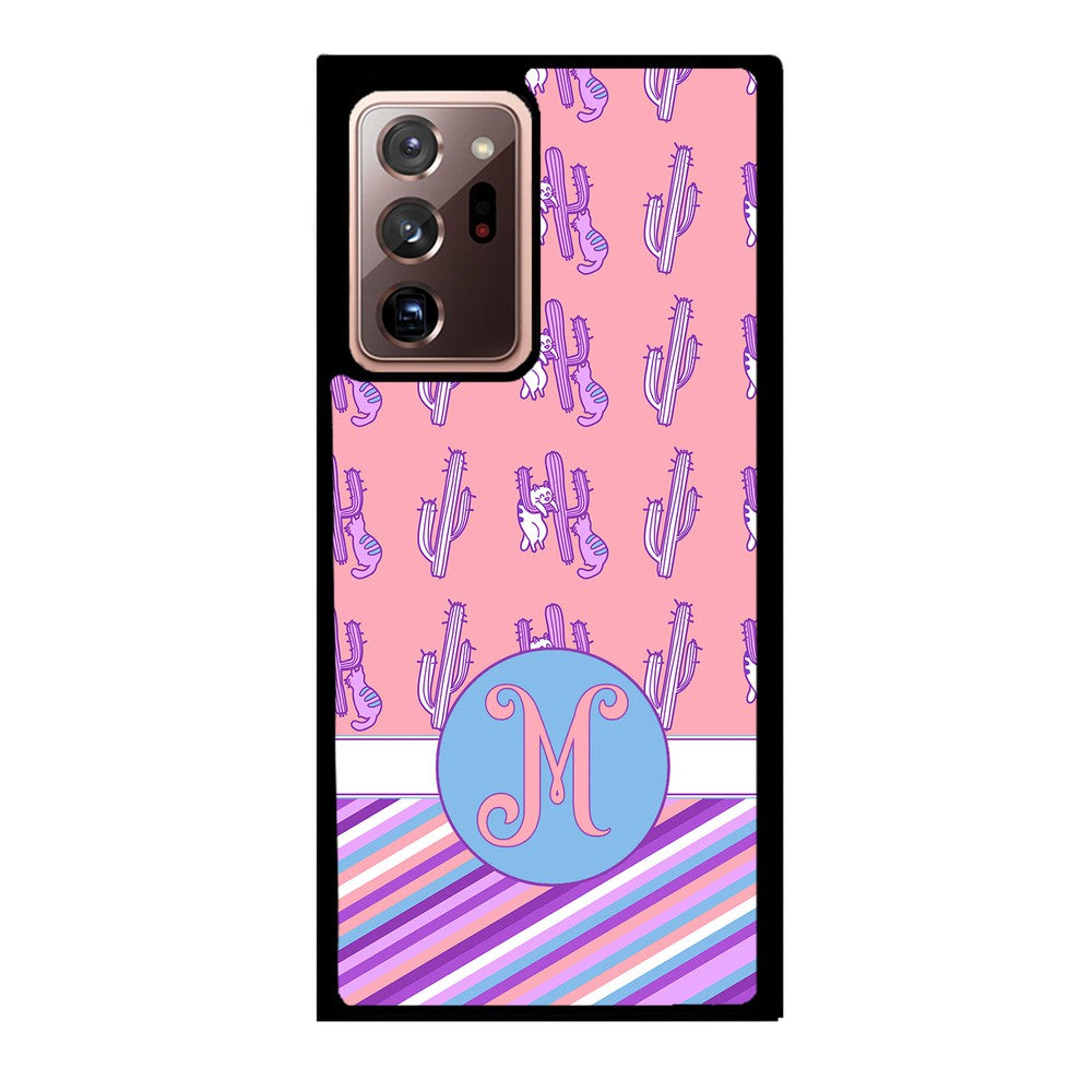 Cactus and Cats Stripes Initial | Samsung Phone Case