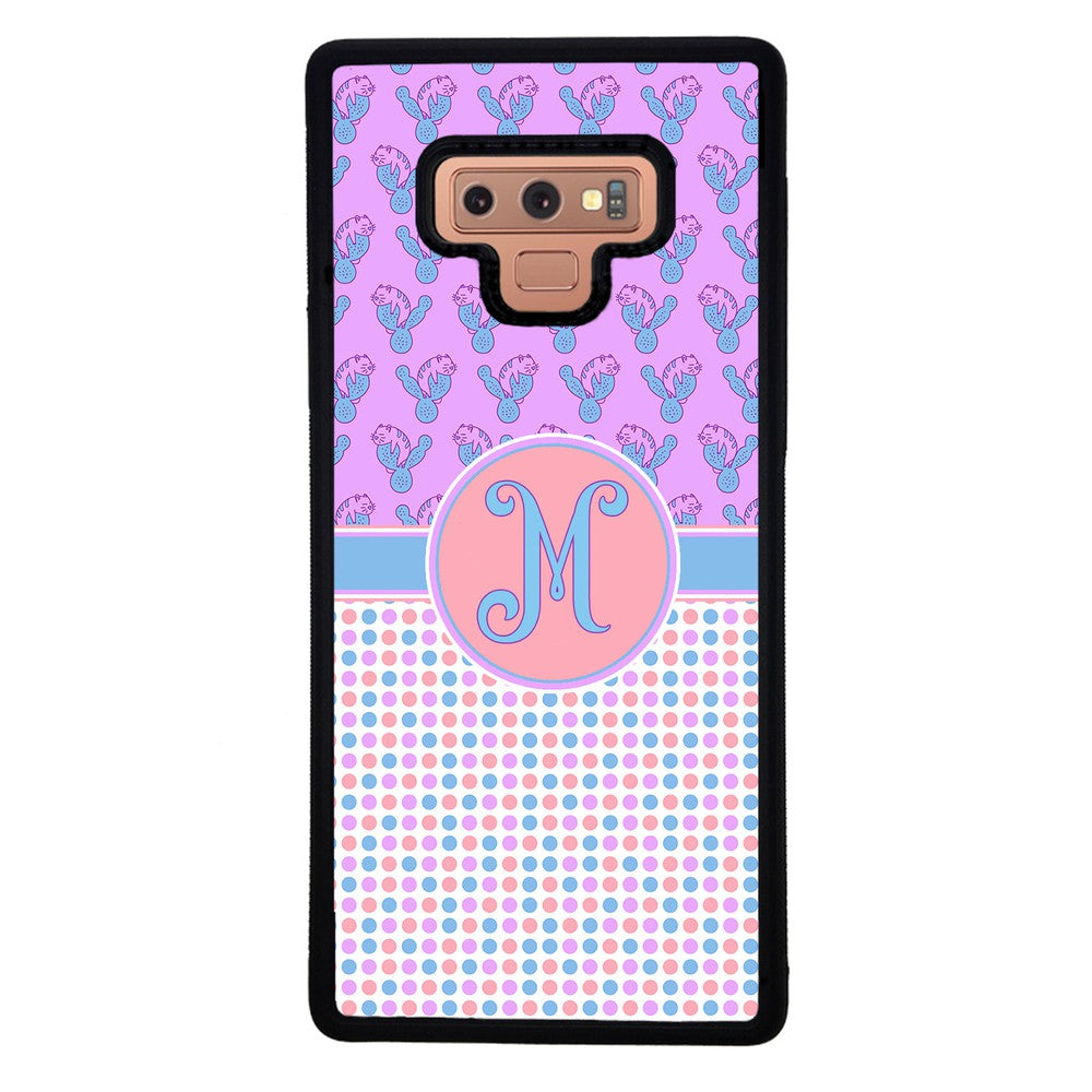 Cactus Cats Polka Dots Initial | Samsung Phone Case
