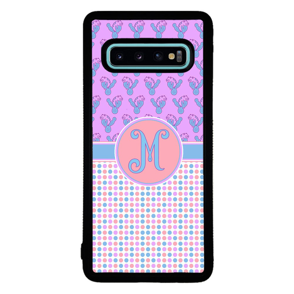 Cactus Cats Polka Dots Initial | Samsung Phone Case