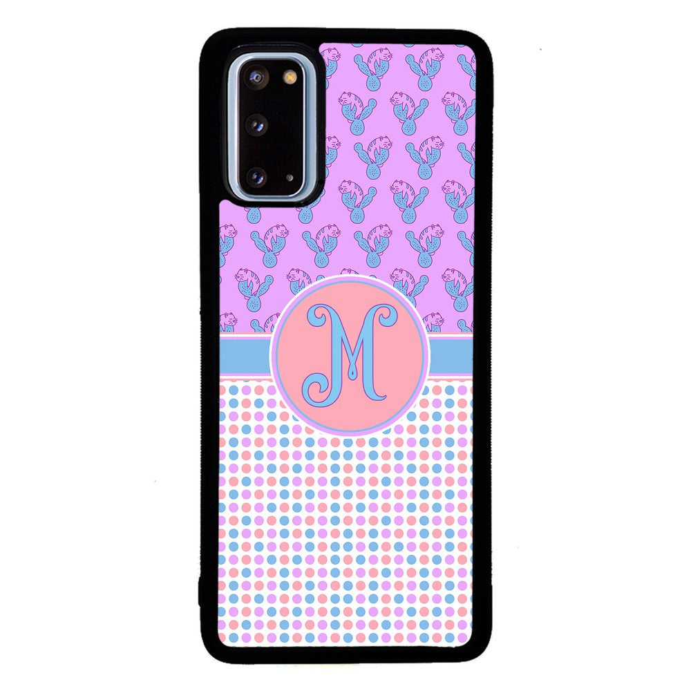 Cactus Cats Polka Dots Initial | Samsung Phone Case