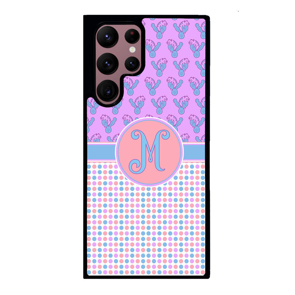Cactus Cats Polka Dots Initial | Samsung Phone Case