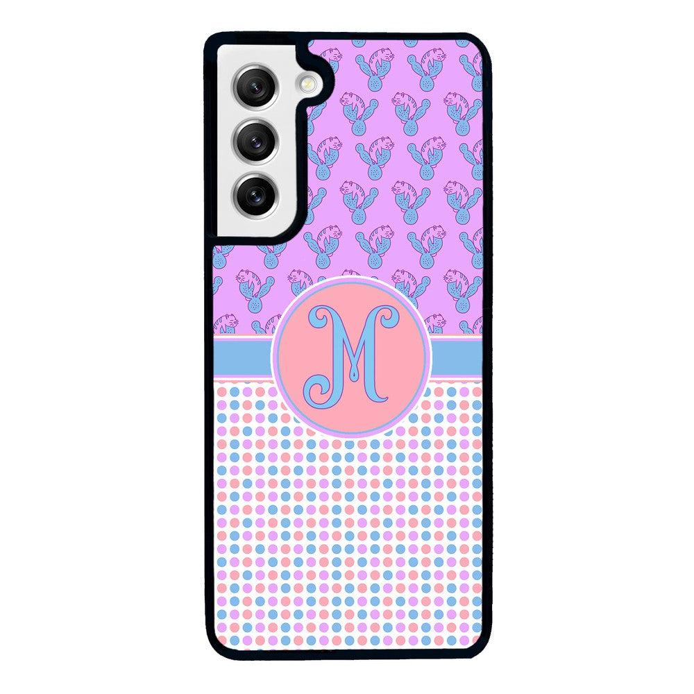 Cactus Cats Polka Dots Initial | Samsung Phone Case