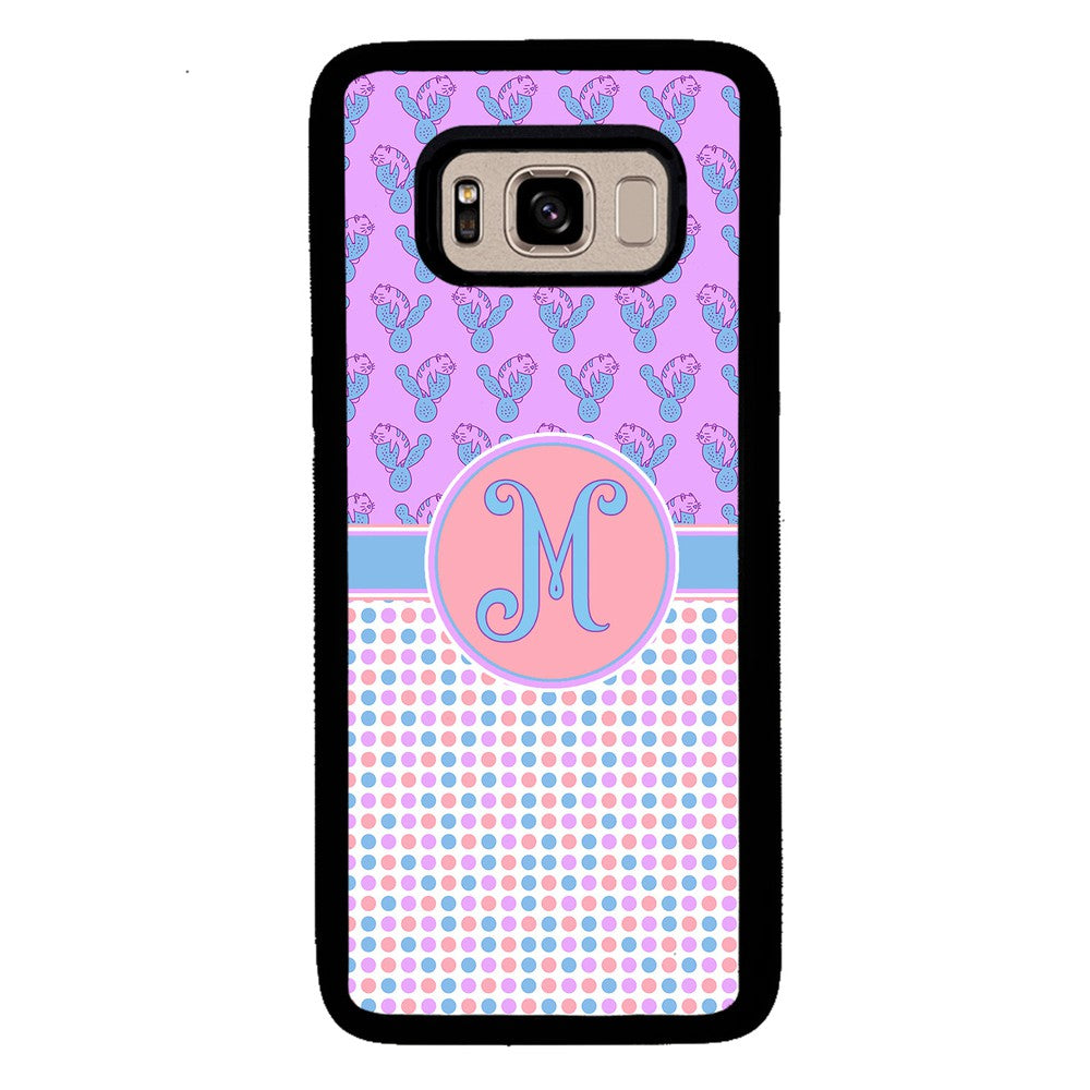 Cactus Cats Polka Dots Initial | Samsung Phone Case