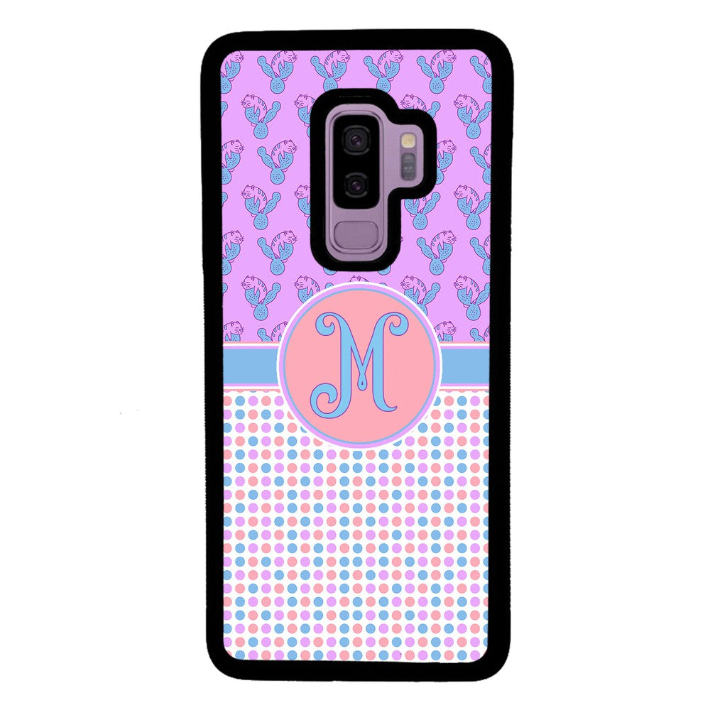Cactus Cats Polka Dots Initial | Samsung Phone Case