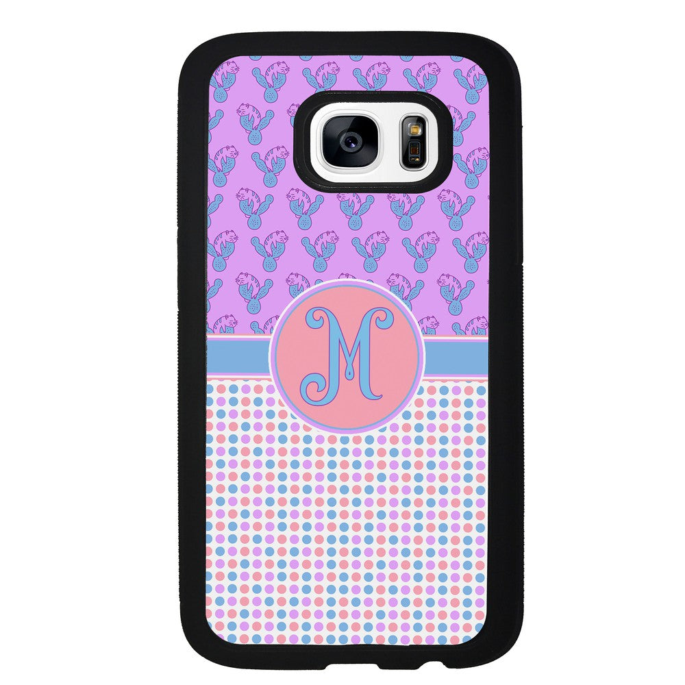 Cactus Cats Polka Dots Initial | Samsung Phone Case