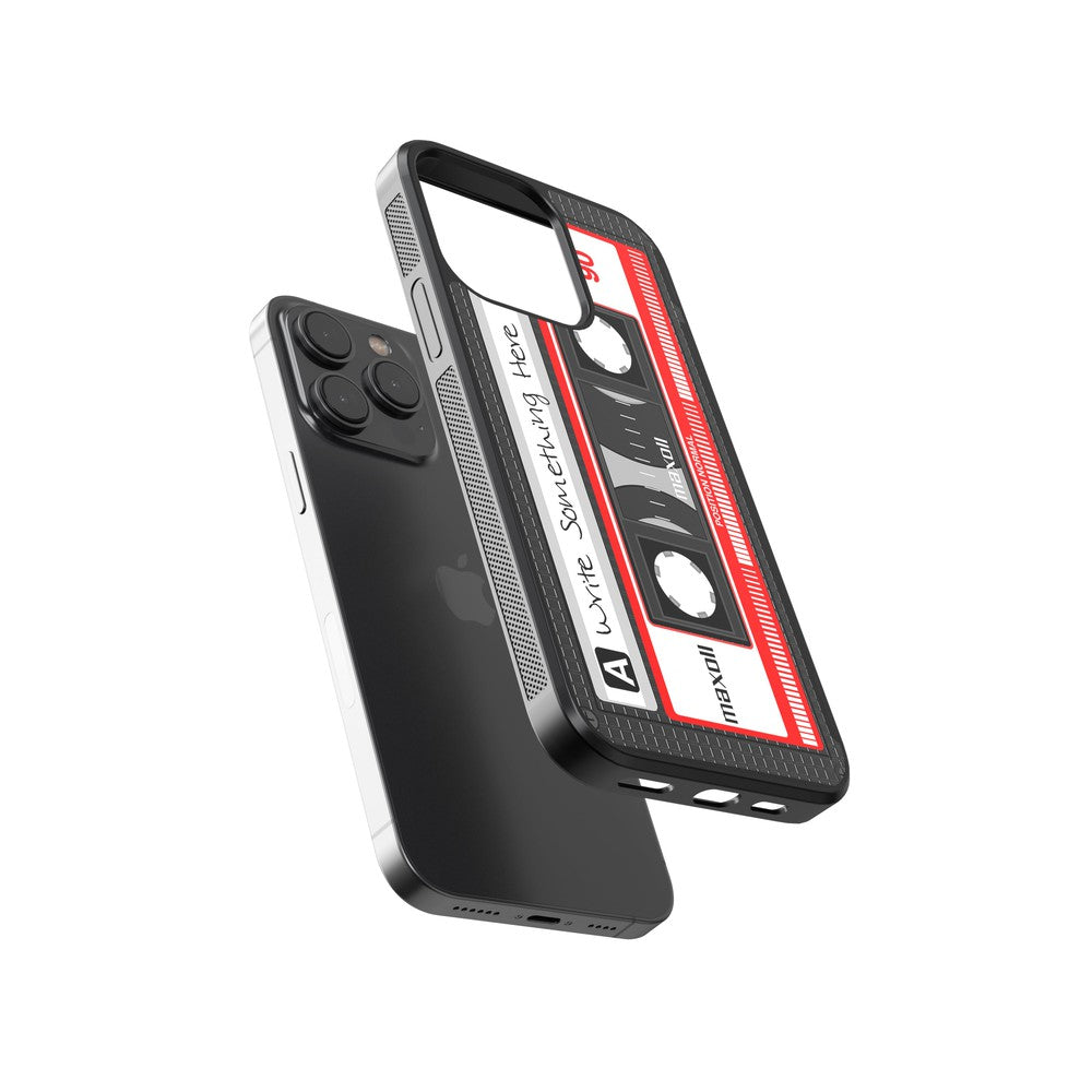 Cassette Tape Black and Red Personalized Apple iPhone Case