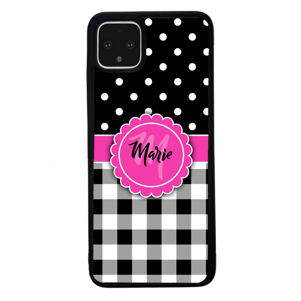Black Polka Dot Black Plaid Personalized | Google Phone Case