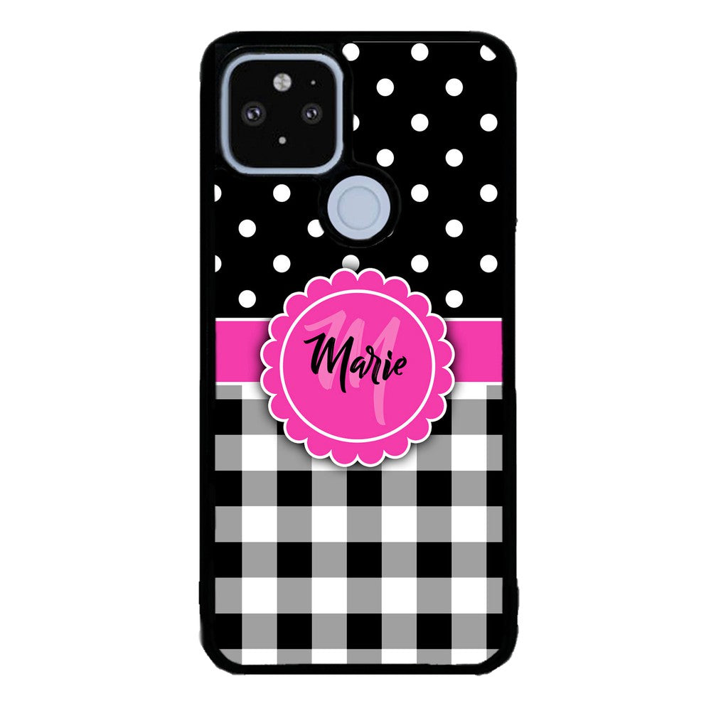 Black Polka Dot Black Plaid Personalized | Google Phone Case