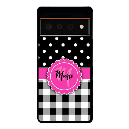 Black Polka Dot Black Plaid Personalized | Google Phone Case