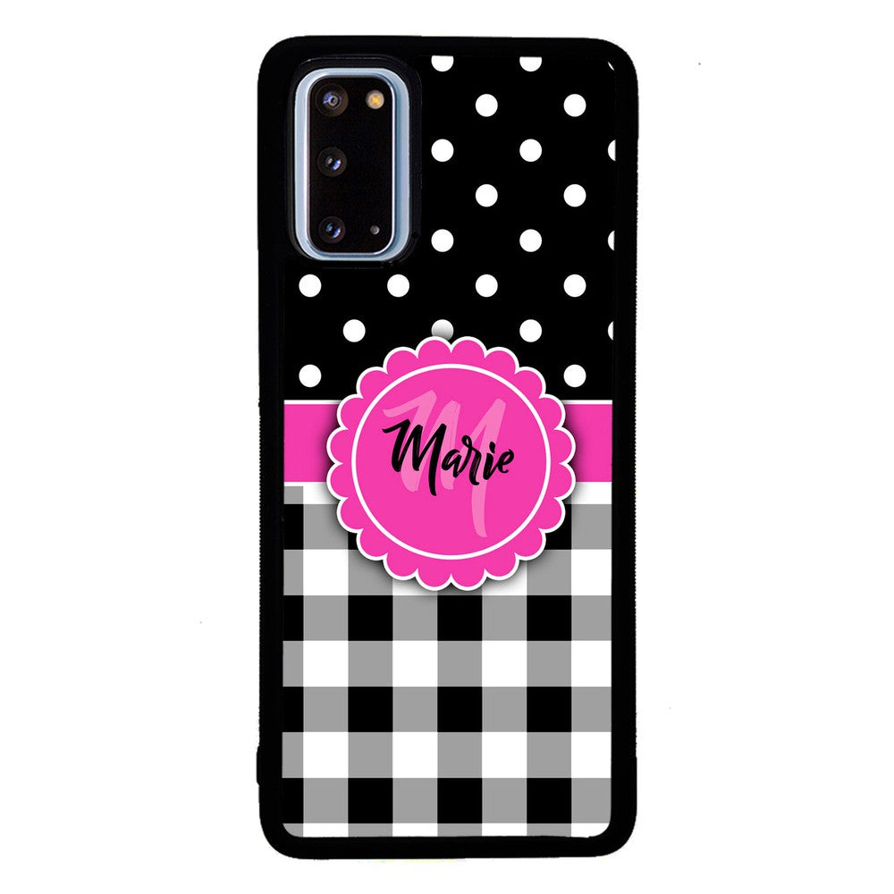 Black Polka Dot Black Plaid Personalized | Samsung Phone Case