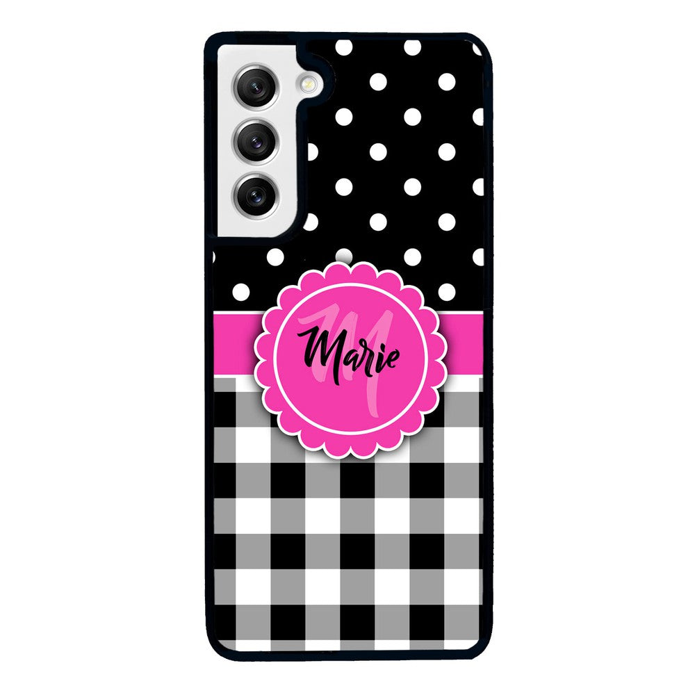 Black Polka Dot Black Plaid Personalized | Samsung Phone Case