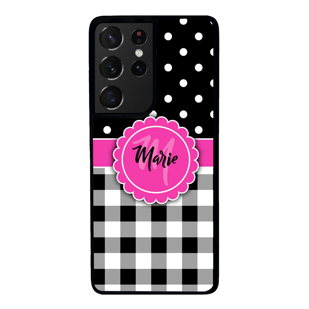 Black Polka Dot Black Plaid Personalized | Samsung Phone Case
