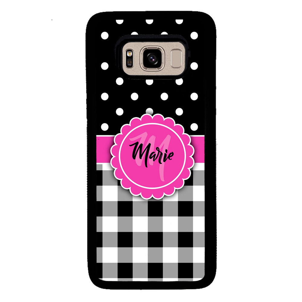 Black Polka Dot Black Plaid Personalized | Samsung Phone Case