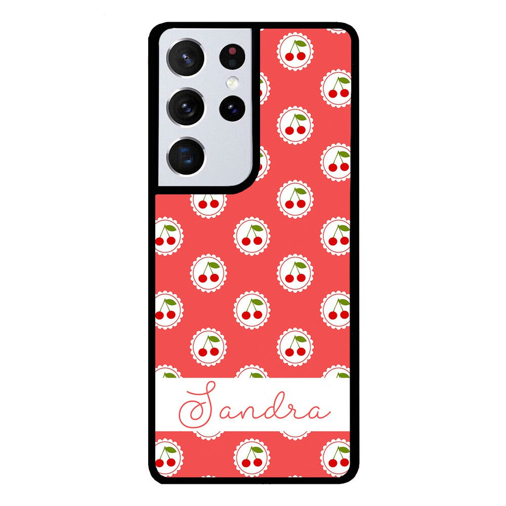 Pretty Little Cherries Cherry Texture Personalized | Samsung Phone Case