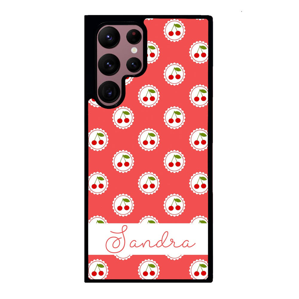 Pretty Little Cherries Cherry Texture Personalized | Samsung Phone Case