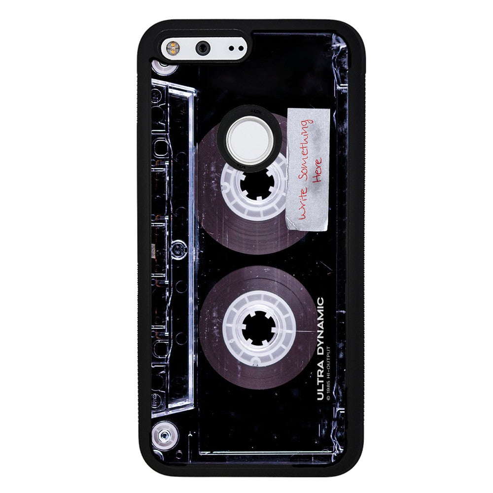 Clear Black Retro Cassette Tape Personalized | Google Phone Case