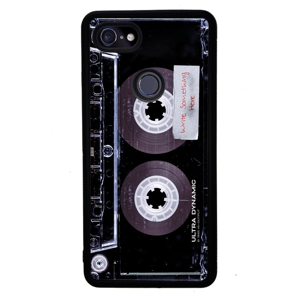 Clear Black Retro Cassette Tape Personalized | Google Phone Case