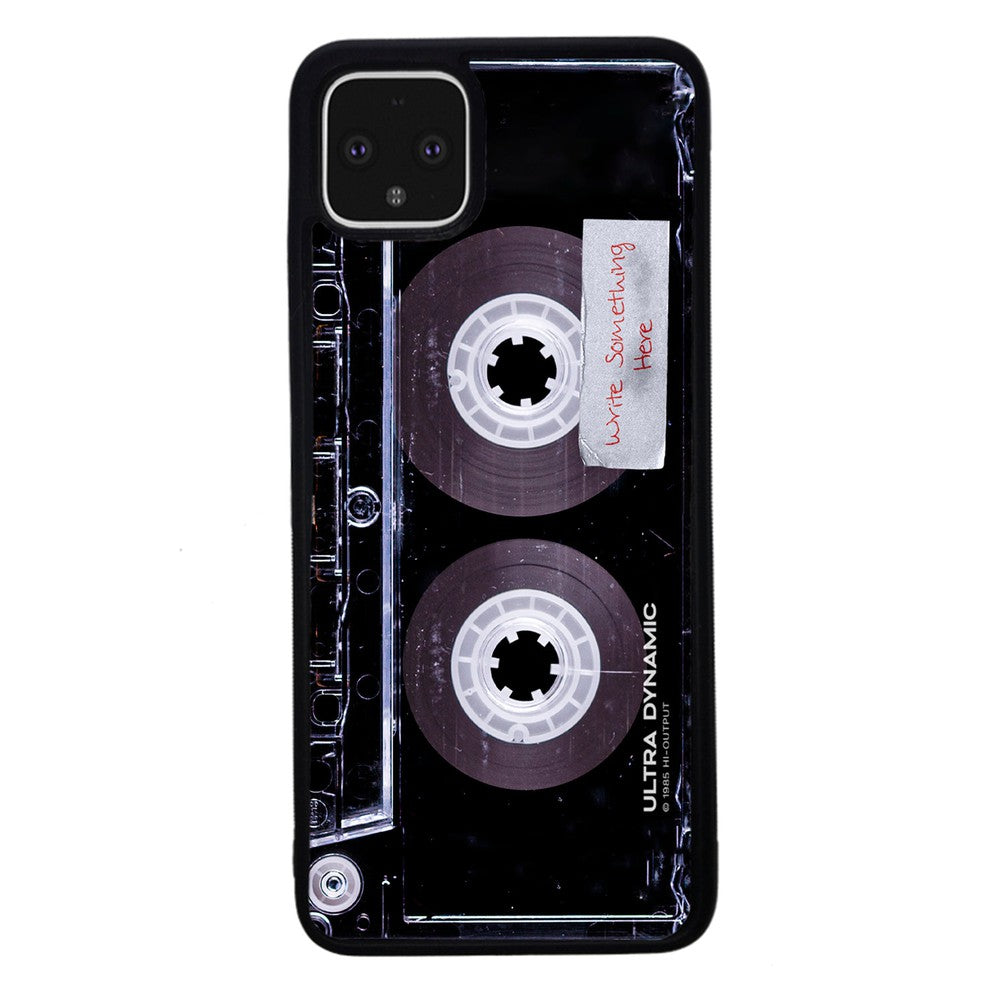 Clear Black Retro Cassette Tape Personalized | Google Phone Case