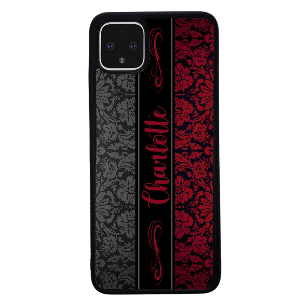 Red and Black Damask Personalized | Google Phone Case