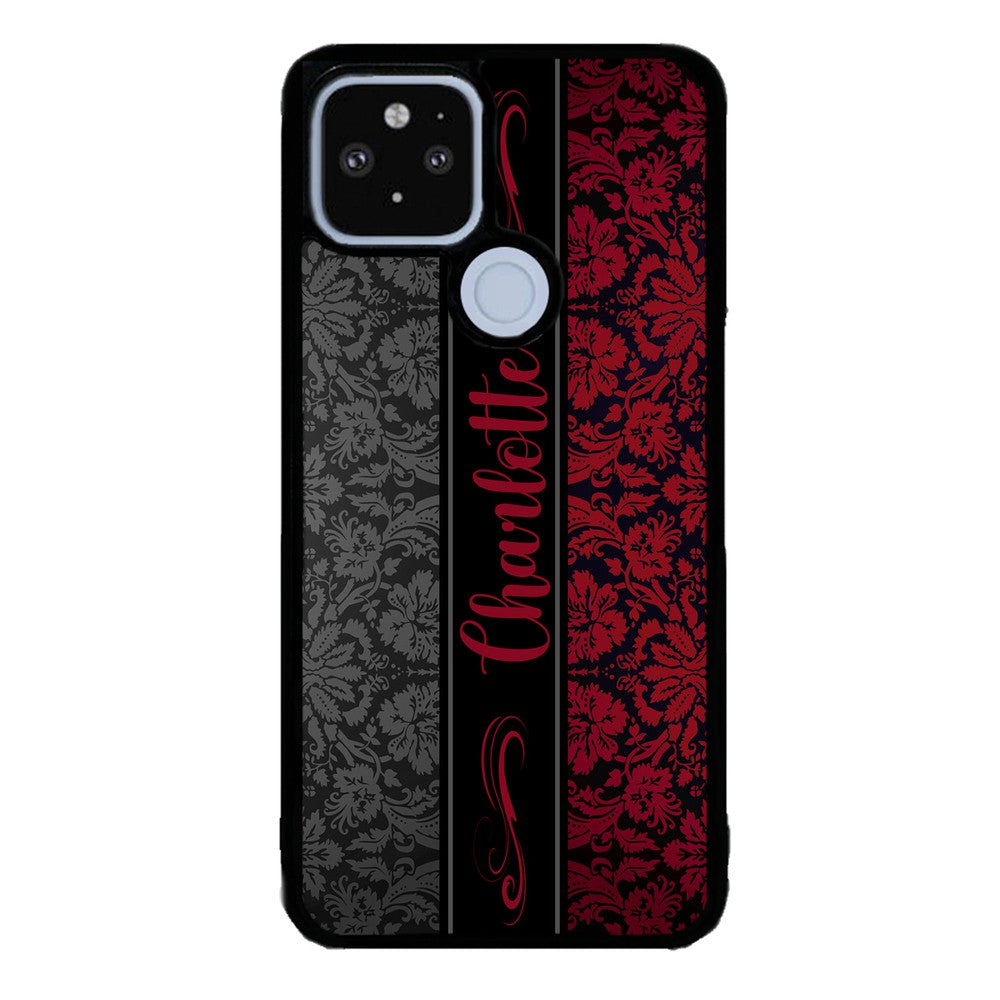Red and Black Damask Personalized | Google Phone Case