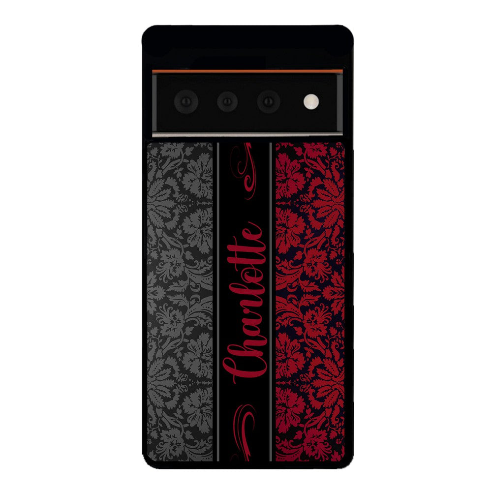 Red and Black Damask Personalized | Google Phone Case