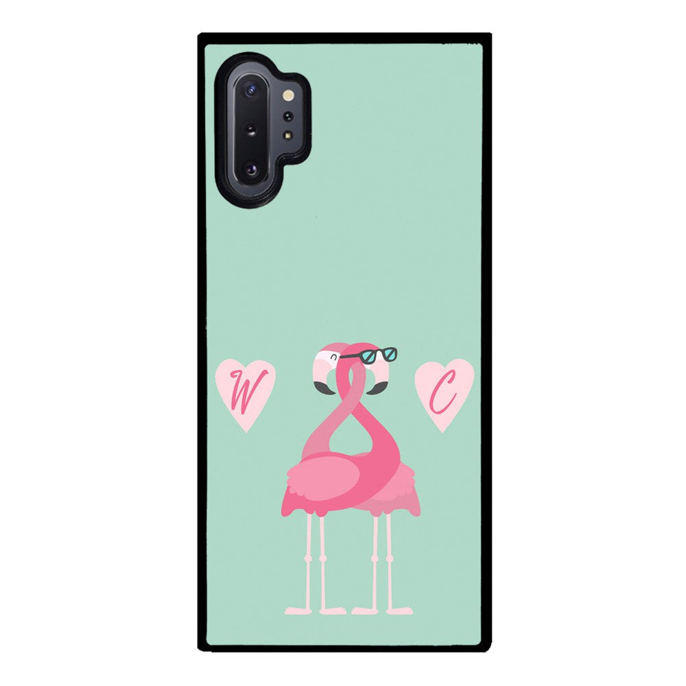 Flamingos In Love Double Initial | Samsung Phone Case
